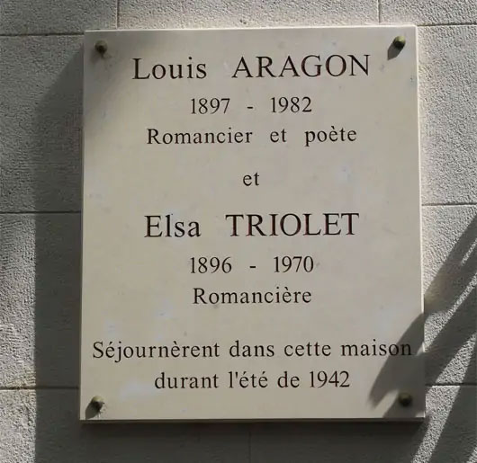 Plaque Aragon et Triolet Villeneuve les Avignon