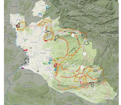 Carte des itinéraires rando en Vaucluse