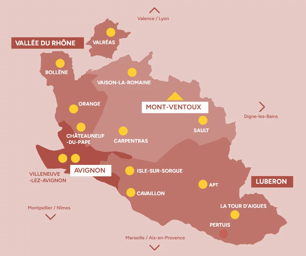 Carte schématique du Vaucluse